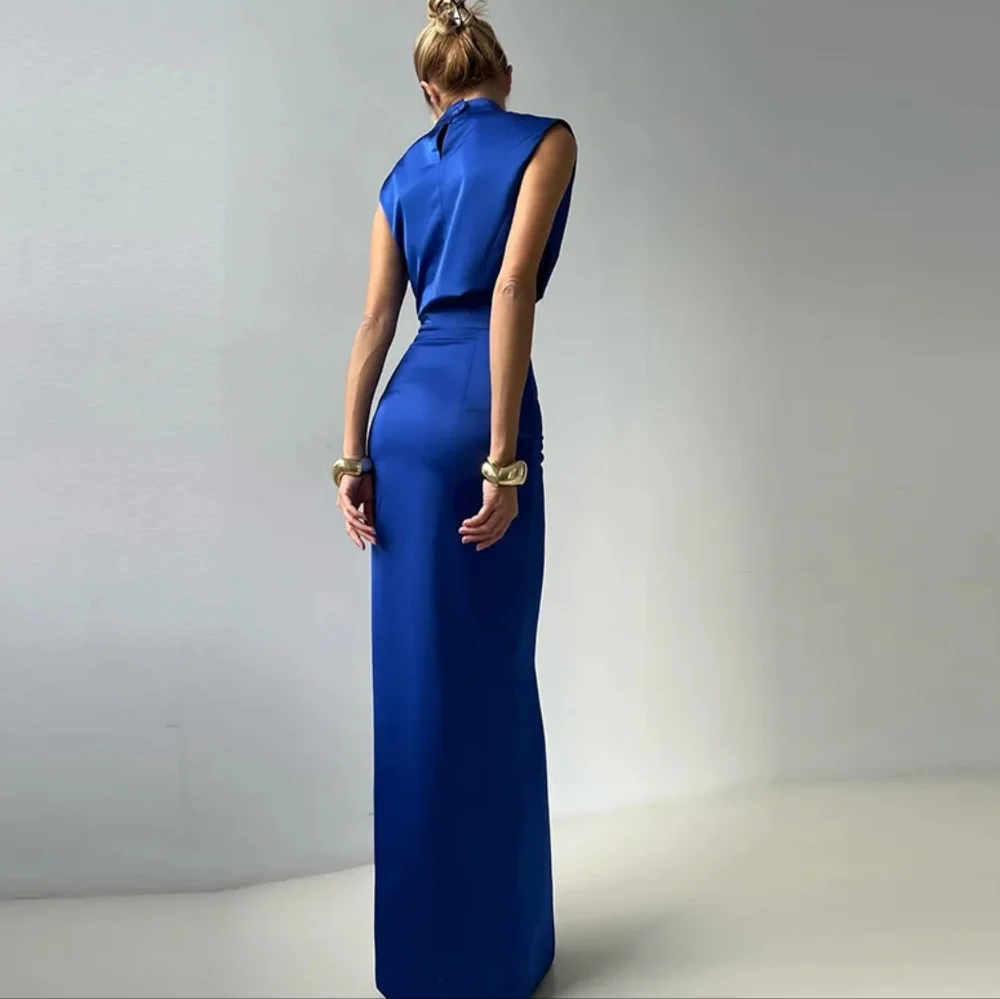 Elegant Crop Top Skirt Set Women Turtleneck Sleeveless Vest High Waist Button - Picture 6 of 7